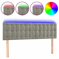 Maison Chic Tête de lit scandinave à LED,meuble de chambre Gris clair 144x5x78/88 cm Velours -MN88212