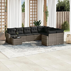 Maison Chic Salon de jardin avec coussins 10 pcs | Ensemble de Table et chaises | Mobilier d'Extérieur gris résine tressée -GKD72275