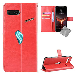 Htdmobiles Housse portefeuille avec coque intérieure en silicone pour Asus Rog Phone II ZS660KL + film ecran - ROUGE