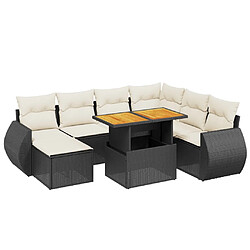 vidaXL Salon de jardin 8 pcs avec coussins noir résine tressée