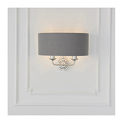 Endon Lampe avec abat jour Highclere Acier,tissu Plaque de nickel brillante,tissu de Bois 2 ampoules 25cm pas cher