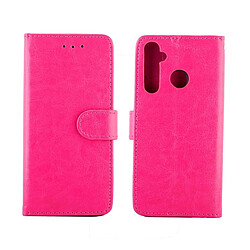 Wewoo Housse Coque Pour OPPO Realme5 Pro Crazy Horse Texture de protection en cuir à rabat horizontal avec support et fentes cartes et portefeuille et cadre photo Magenta