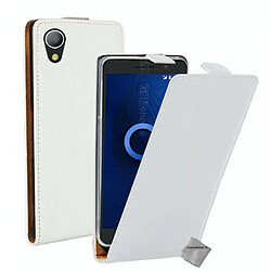 Htdmobiles Housse etui PU cuir fine pour Alcatel 1 + film ecran - BLANC