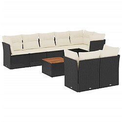 vidaXL Salon de jardin 9 pcs avec coussins noir résine tressée