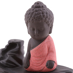 Petite statue de tathagata méditation bouddha brûleur d'encens cône encensoir rouge