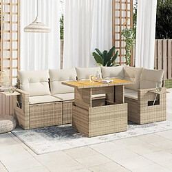 vidaXL Salon de jardin avec coussins 6 pcs beige résine tressée