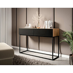 Bestmobilier Roman - console - bois et noir - 2 tiroirs - 120 cm