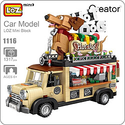 Universal Mini Blocs City Modèle Véhicule Course/Camion à glace/Hot Dog Chariot Assemblage Bâtiment Cadeau Jouet Exposition/Collection | Blocs (marron)