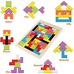 Acheter Universal Puzzle de blocs en bois, jeu de blocs russes 3D coloré, tige Montessori