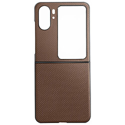 Avizar Coque pour Oppo Find N2 Flip Style carbone Conception 2 parties Marron