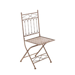 Decoshop26 Chaise pliable de jardin terrasse balcon design rustique en fer forgé marron vieilli 10_0003594