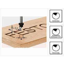 Festool HS S8 D11/60° Fraise à graver, Diamètre 11 mm, Tige 8 mm, (491002)