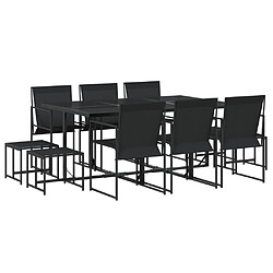 vidaXL Ensemble à manger de jardin 11 pcs noir textilène