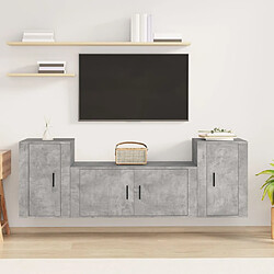 vidaXL Ensemble de meubles TV 3 pcs Gris béton Bois d'ingénierie