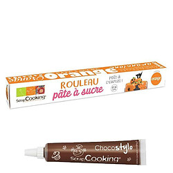 Scrapcooking Pâte à sucre en rouleau prête à dérouler Ø 36 cm orange + 1 Stylo chocolat