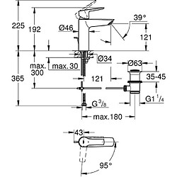 Avis Mitigeur monocommande lavabo - GROHE Start - 235522432 -Noir mat -Taille M -Ouverture Eau Froide -Economie d'eau -Tirette et vidage