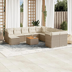 Maison Chic Salon de jardin avec coussins 12 pcs | Ensemble de Table et chaises | Mobilier d'Extérieur beige résine tressée -GKD36619