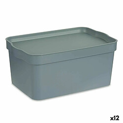 Kipit Boîte de rangement avec couvercle Gris Plastique 7,5 L 21 x 14,2 x 32 cm (12 Unités)