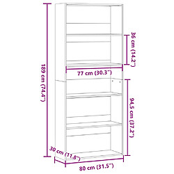 vidaXL Bibliothèque noir 80x30x189 cm bois d'ingénierie pas cher