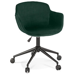 Alterego Chaise de bureau 'ROLLING' en velours vert sur roulettes