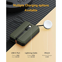 Avis SANAG Pd 30W Batterie Externe Charge Rapide 10000Mah, Compacte Power Bank Avec Câble Intégrée Pour Iphone & Mini Chargeur Portable De Montre, Universel Compatible Avec Iphone/Iwatch/Macbook, Vert