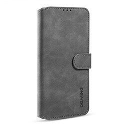 Dg.Ming Etui en PU + TPU style vintage avec support gris pour votre OnePlus 9R