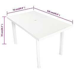 Acheter vidaXL Table de jardin Blanc 126 x 76 x 72 cm Plastique