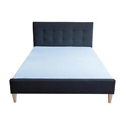 Homestyle4U Lit double en tissu noir rembourre 180 x 200 cm