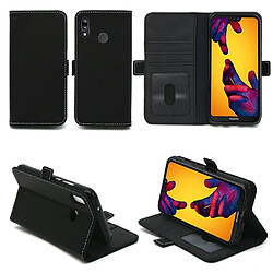 Huawei P20 LITE : Housse Portefeuille luxe noire Style Cuir avec stand - Etui coque de protection P20 Light avec porte cartes (smartphone 2018) - Accessoires pochette XEPTIO case