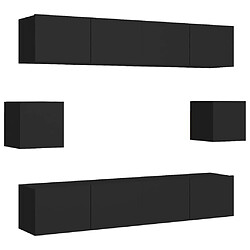 vidaXL Ensemble de meuble TV 6 pcs Noir Bois d'ingénierie