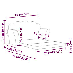 vidaXL Canapé-lit enfants 2 places gris clair peluche douce pas cher