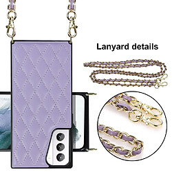 Coque en TPU + PU Hybrid Stitching Rhombus Antichoc avec lanière violet clair pour votre Samsung Galaxy S21+ 5G