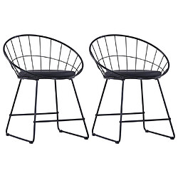 vidaXL Chaises à manger Siège en similicuir lot de 2 noir acier 