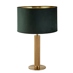 Searchlight Lampe de Table Laiton Moleté, Abat-jour Velours Vert