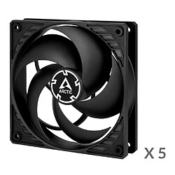 ARCTIC P12 PWM PST - Ventilateur boîtier 120mm, contrôle PWM et câble PST, noir, pack de 5