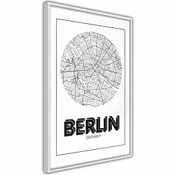 Paris Prix Affiche Murale Encadrée City Map Berlin Round 20 x 30 cm Blanc