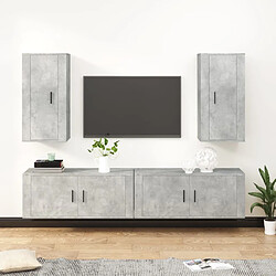 vidaXL Ensemble de meubles TV 4 pcs Gris béton Bois d'ingénierie