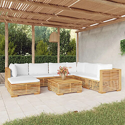 vidaXL Salon de jardin 8 pcs avec coussins Bois de teck solide