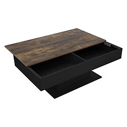 Avis Table basse 110x60x40 cm aspect industriel/noir en panneau de particules avec 2 compartiments de rangement sous le plateau coulissant ML-Design