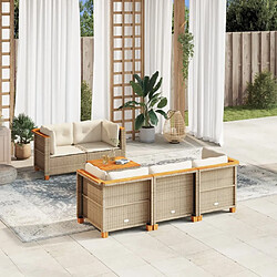 vidaXL Salon de jardin avec coussins 6 pcs beige résine tressée