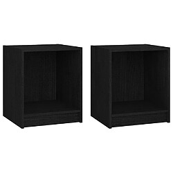 vidaXL Tables de chevet 2 pcs Noir 35,5x33,5x41,5cm Bois de pin massif