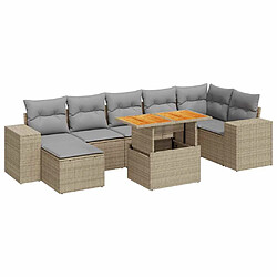 vidaXL Salon de jardin avec coussins 8 pcs beige résine tressée