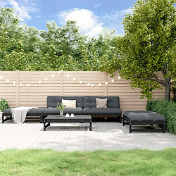 vidaXL Salon de jardin 5 pcs noir bois massif de pin