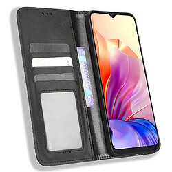 Etui en PU texture rétro, absorption magnétique avec support pour votre Blackview Oscal C80 4G - noir