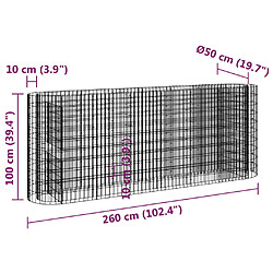 vidaXL Lit surélevé à gabion Fer galvanisé 260x50x100 cm pas cher