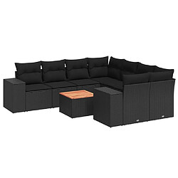 Maison Chic Salon de jardin 9 pcs avec coussins | Ensemble de Table et chaises | Mobilier d'Extérieur noir résine tressée -GKD35508