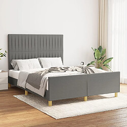 Maison Chic Lit adulte - Cadre Structure de lit avec tête de lit Contemporain Gris foncé 140x200 cm Tissu -MN18513