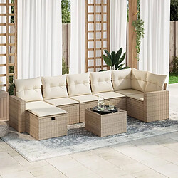 vidaXL Salon de jardin avec coussins 8 pcs beige résine tressée