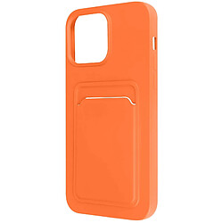 Avizar Coque iPhone 14 Pro Silicone Souple Porte-carte orange