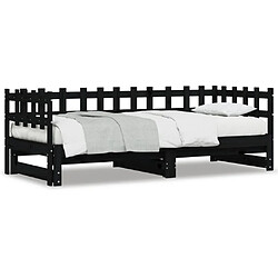 vidaXL Lit coulissant sans matelas noir 2x(90x200) cm Bois massif